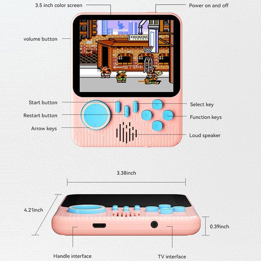 Ultra-Thin Handheld Game Console With 666 Built-In Games - Double Blue 3.5 Inch-1915197952100536322