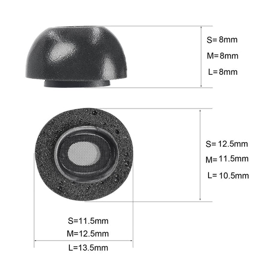 2-Pack Memory Foam Ear Tips For Tws Airpods Pro - Black Small-1915197969896968194