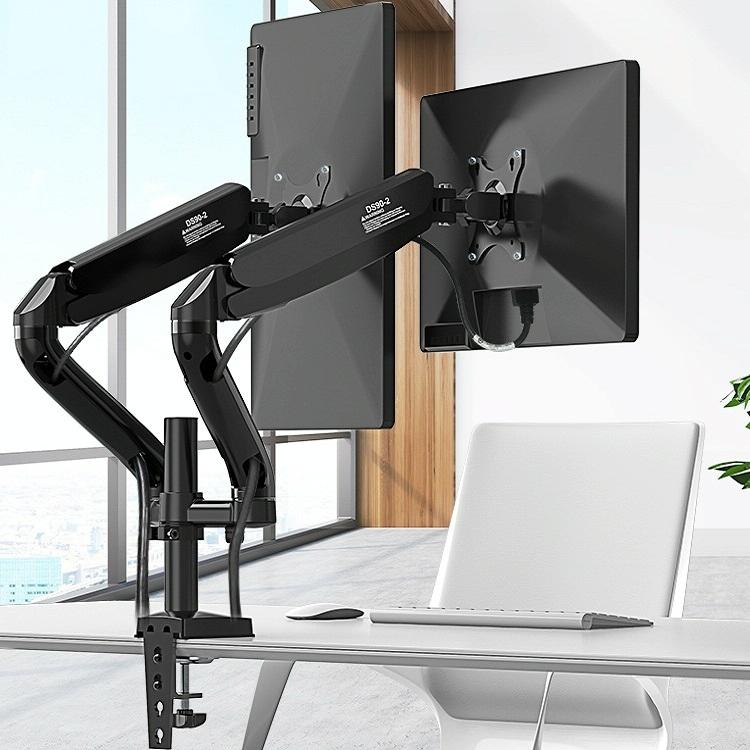 Double Screen Desktop Monitor Bracket - Air Pressure Lift-1915197296463712256