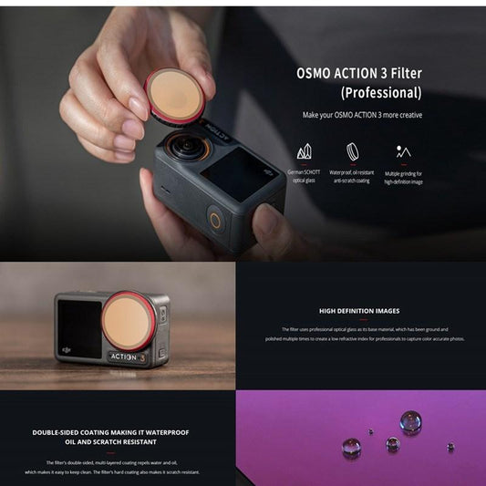 Pro Version Dji Action 3 Camera Lens Filter Set - Ndpl 8 / 16 / 32 / 64-1915197786207424514