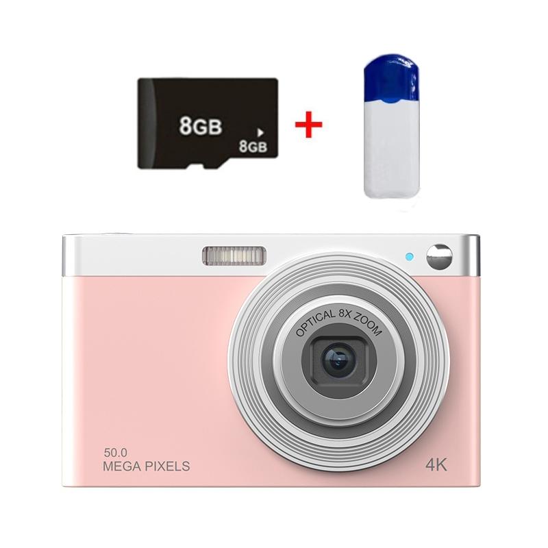 4K 8X Optical Zoom Telescopic Lens Digital Camera With Card Reader & 8G - Pink-1915198390849900544