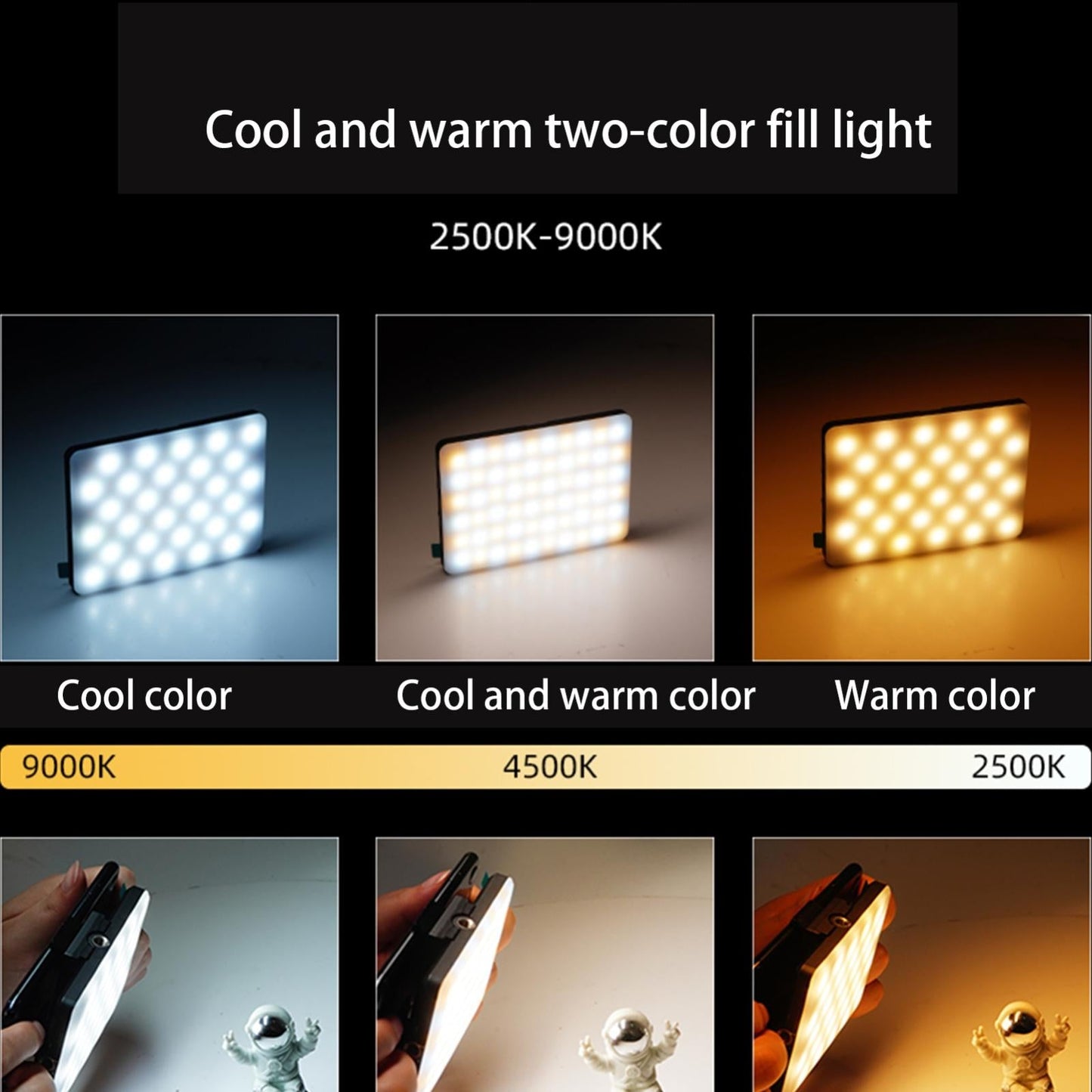 5W Mobile Phone Fill Light For Live Broadcast With Screen - V11 Cool & Warm-1915197854796877831