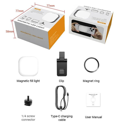 Rechargeable Mini Magnetic Selfie Light - Tri-Colour Temperature-1915197433231577090