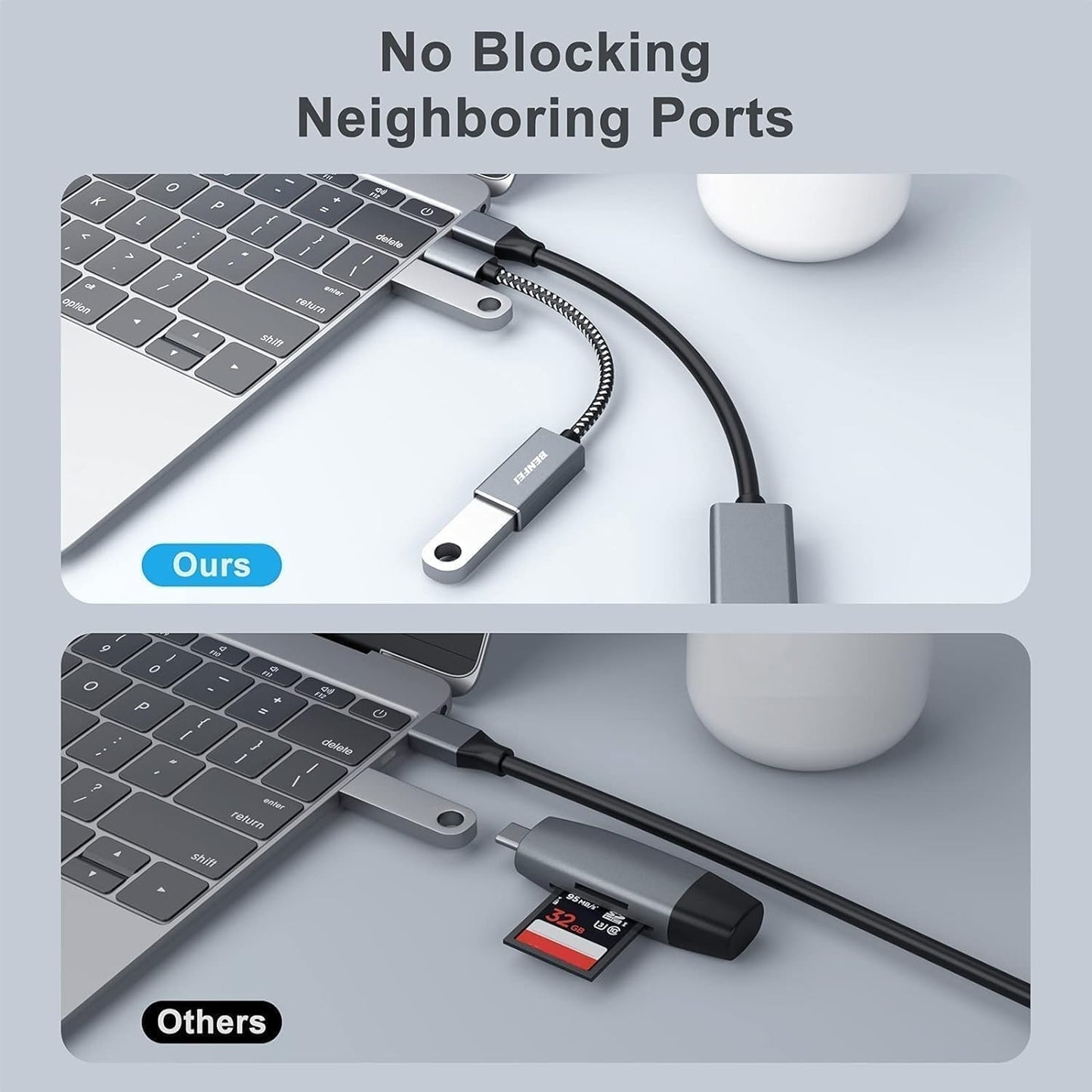 BENFEI 262GY-2P USB 3.0 USB-C to USB-A Adapter (2-pack)