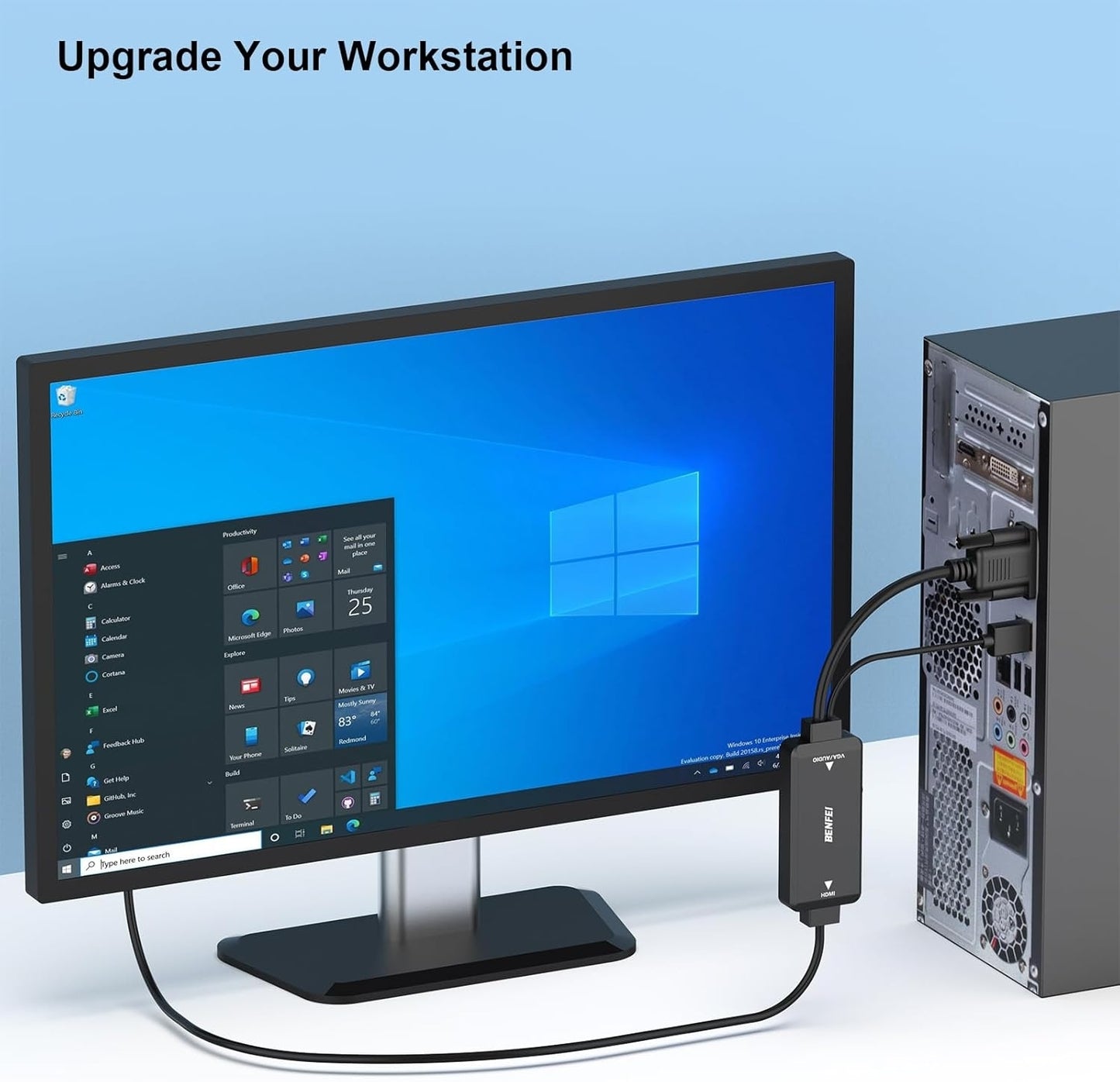 BENFEI 324BK VGA to HDMI Cable with Audio, 1080P Uni-Directional 1.8M