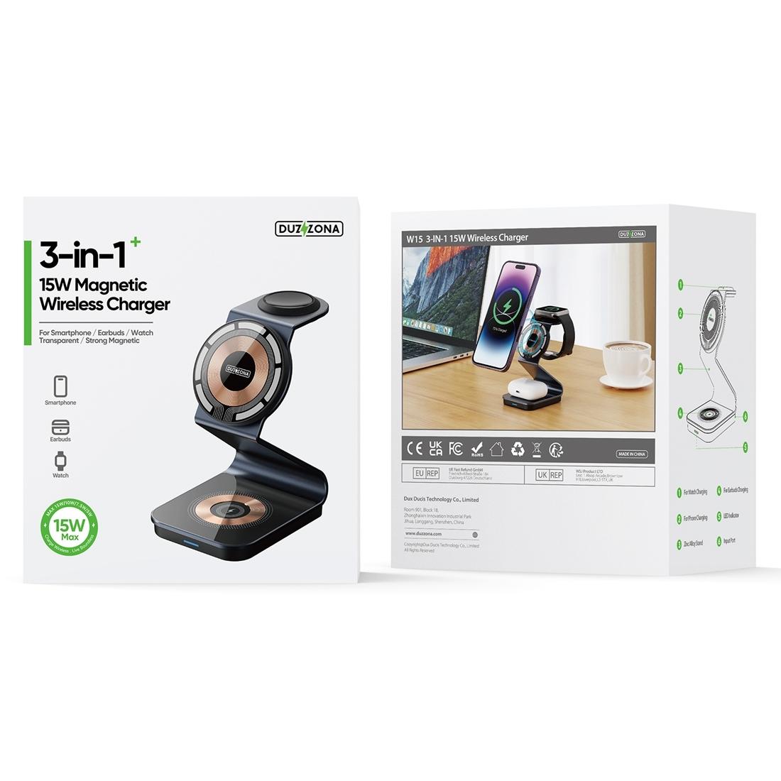 15W 3 In 1 Transparent Magnetic Wireless Charger