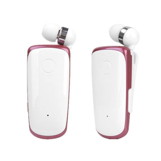 Wireless Bluetooth In-ear Earphone with Vibrating Alert and Hands-free Clip - Rose Red