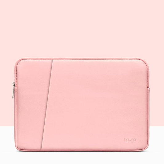 Double-Layer Leather Laptop Bag - Pink - Fits 13 / 13.3 / 14 Inch