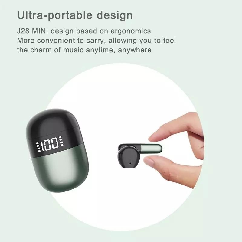 Wireless Bluetooth Earphones with Led Display and Hifi Sound for Sports - Black