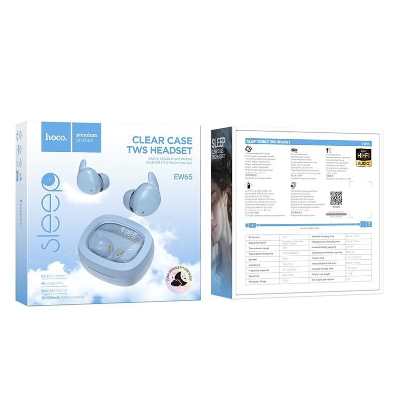 Wireless Sleep Earbuds by Hoco - True Bluetooth - Black