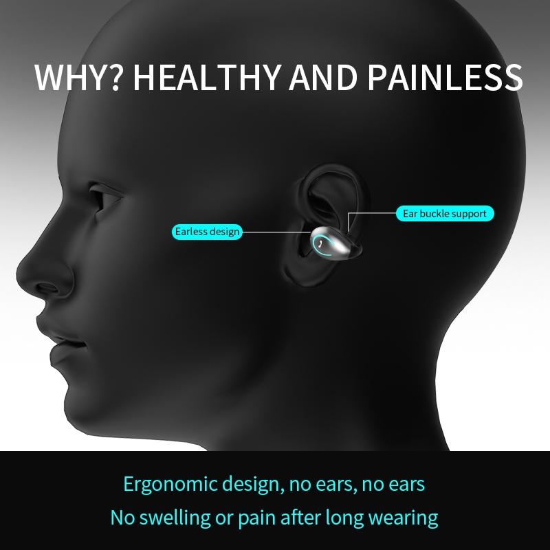 Ultra-light Wireless Earphone with Mic - Bluetooth 5.0 - Ear Clip - Stereo - White