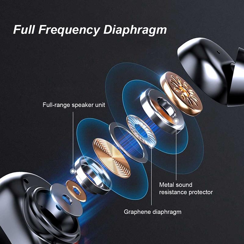 Waterproof T8 Wireless Bluetooth Earbuds with Led Display - Black