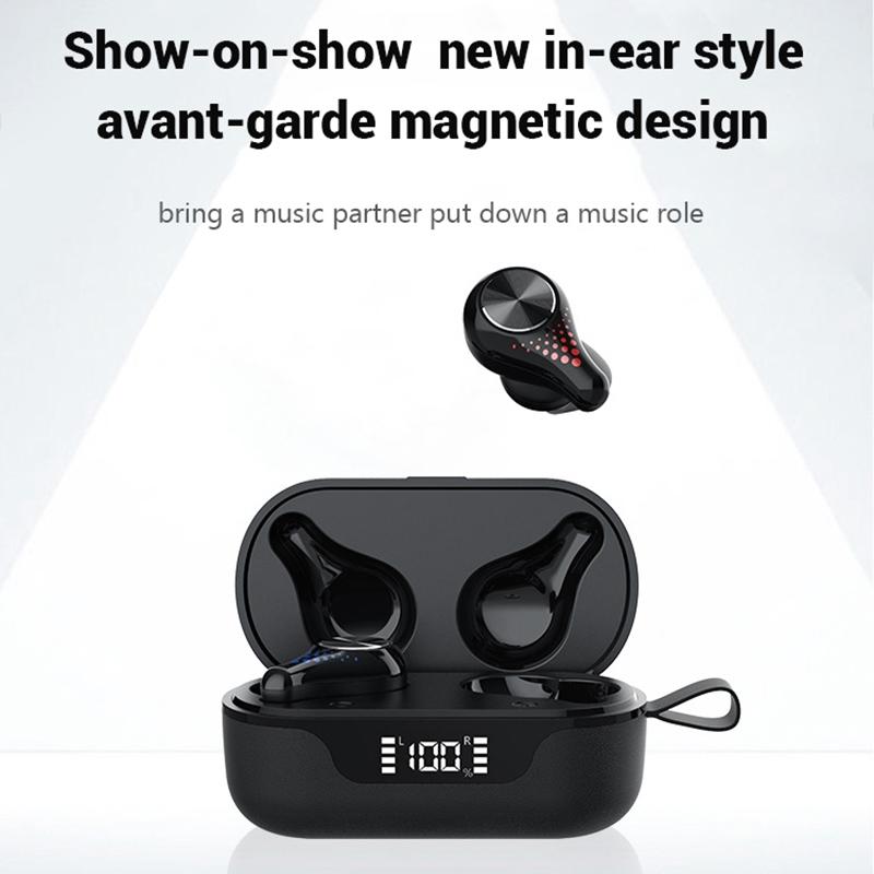 Waterproof T8 Wireless Bluetooth Earbuds with Led Display - Black