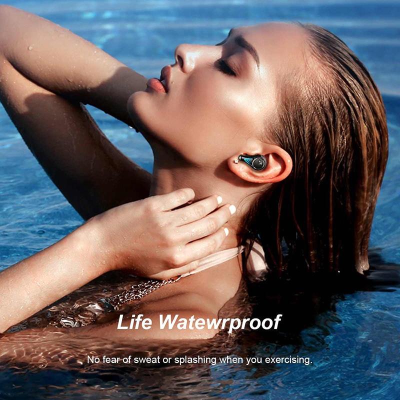 Waterproof T8 Wireless Bluetooth Earbuds with Led Display - Black