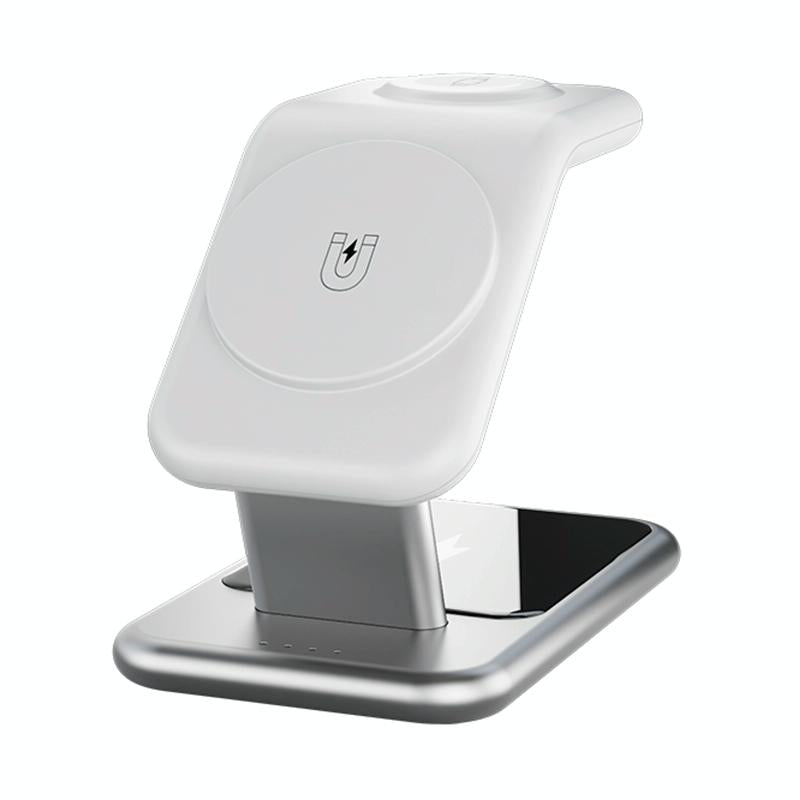 15W 3 In 1 Magnetic Wireless Charger - White