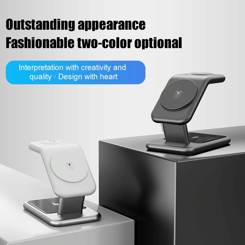 15W 3 In 1 Magnetic Wireless Charger - White
