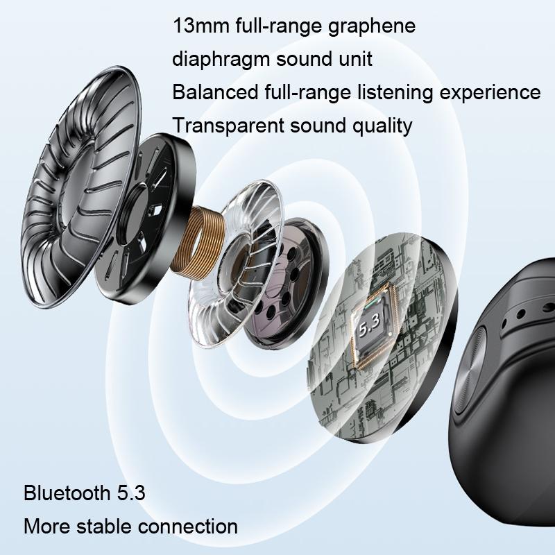 Wireless Dual Ear Bone Conduction Bluetooth Earphones - Mini Sport Clip - Black