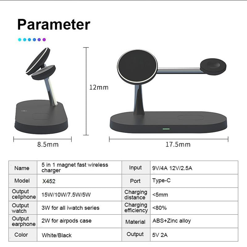 3 In 1 Wireless Charger With Night Light 15W - White
