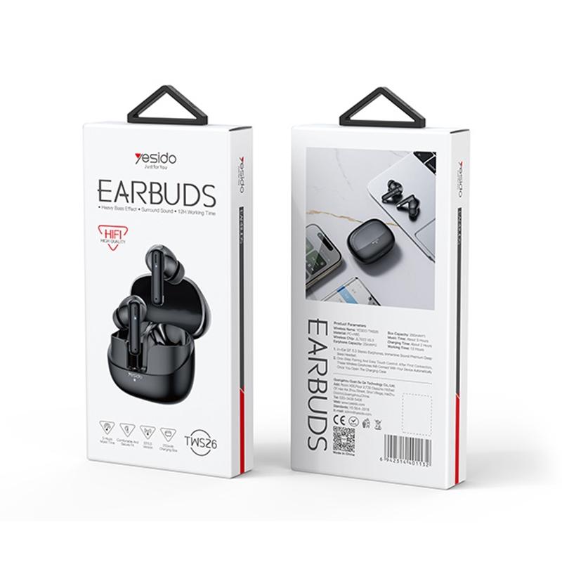 Black Wireless Bluetooth Earphones - Tws26