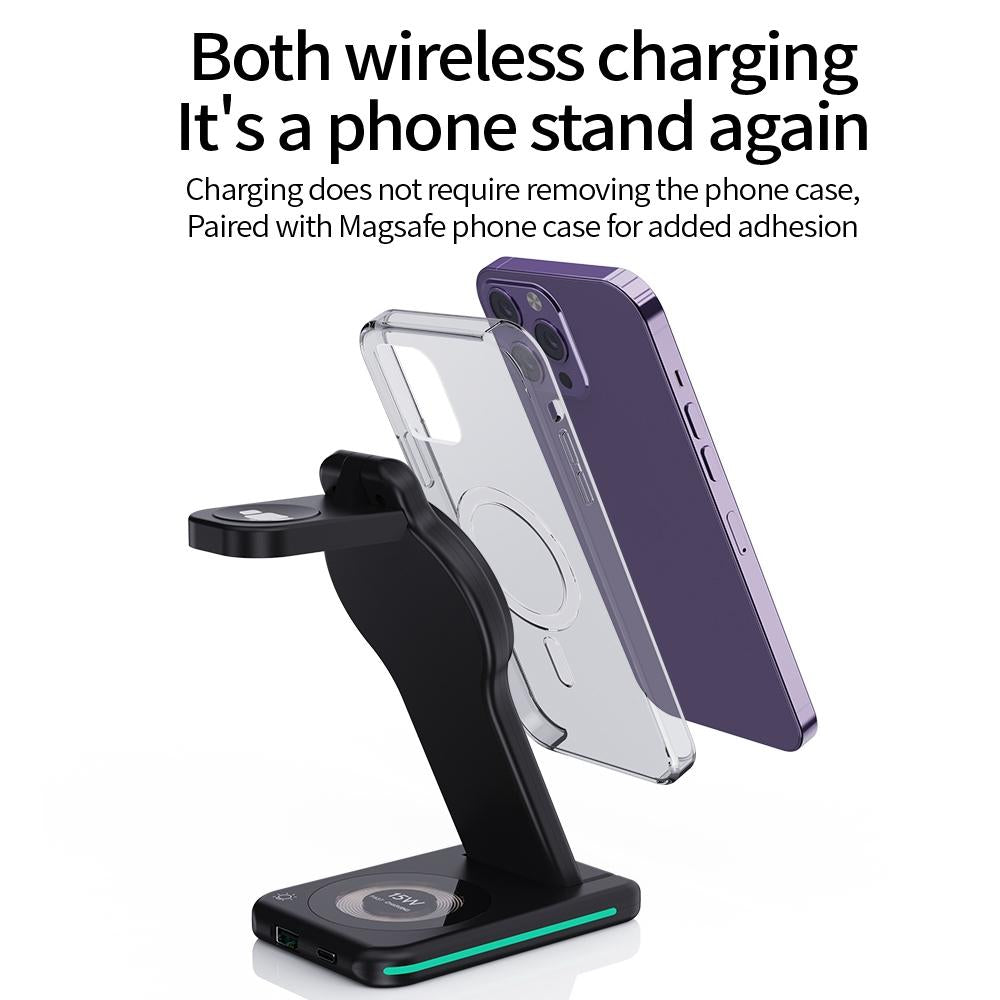 5 In 1 Magnetic Wireless Charger Foldable Black