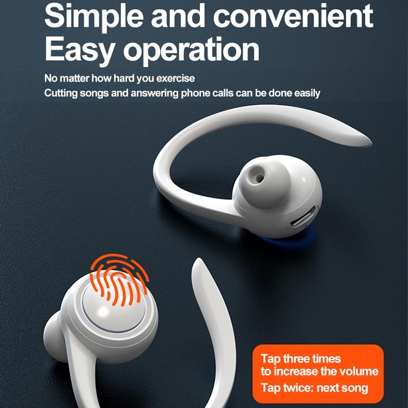 Wireless Hanging Ear Sports Earphone with True Sound - Black