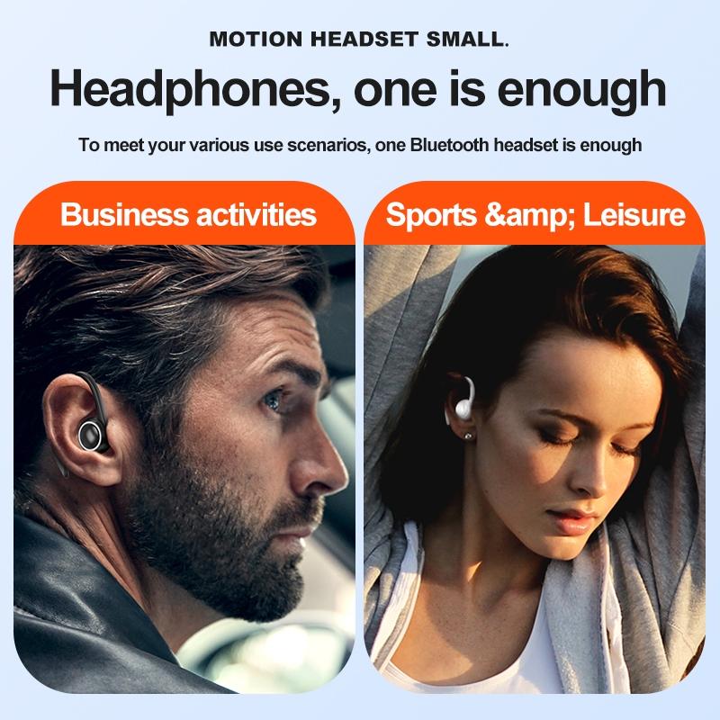Wireless Hanging Ear Sports Earphone with True Sound - Black