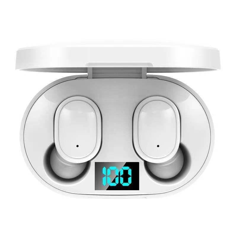 Wireless Bluetooth Earphones with E6s Led Display - Tws - White