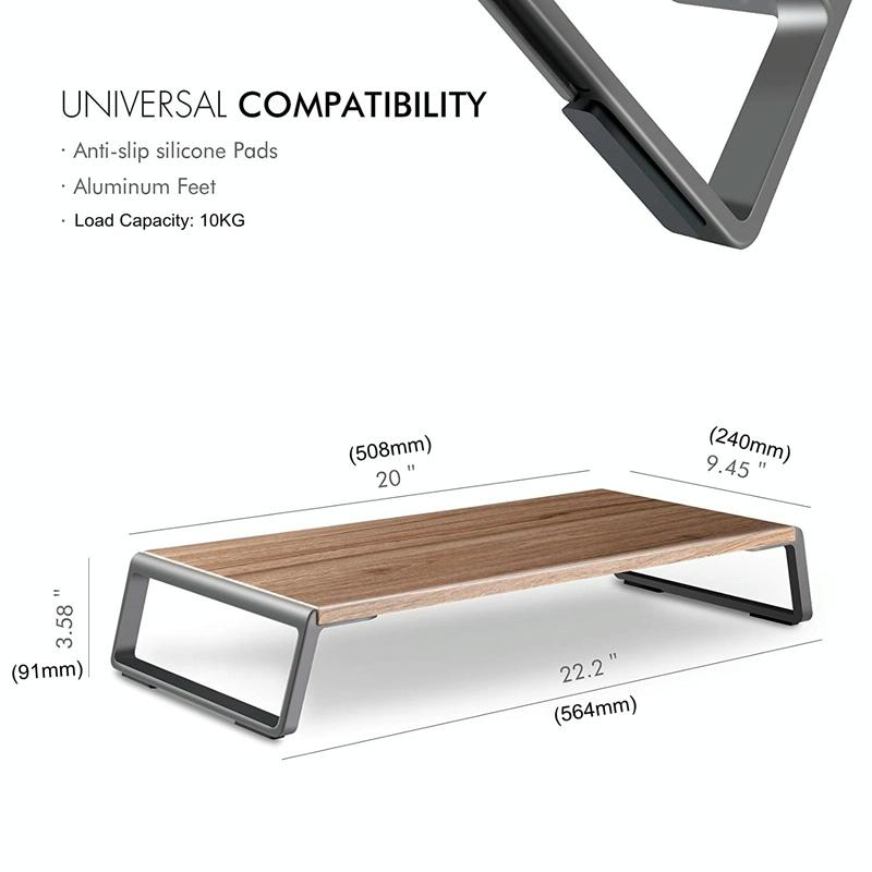 Metal Feet Monitor Stand for Imac Macbook Lcd Printer - Dark Wood Grain