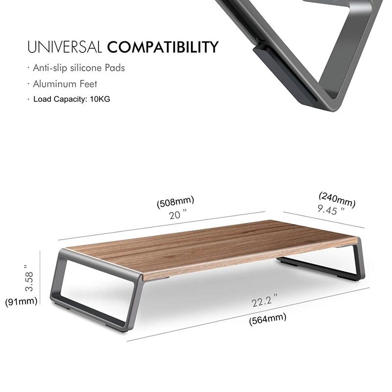 Metal Feet Monitor Stand for Imac Macbook Lcd Printer - Dark Wood Grain