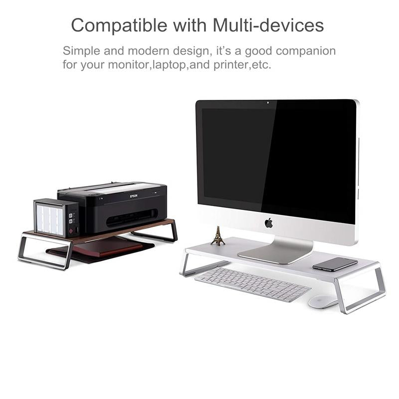 Metal Feet Monitor Stand for Imac Macbook Lcd Printer - Dark Wood Grain