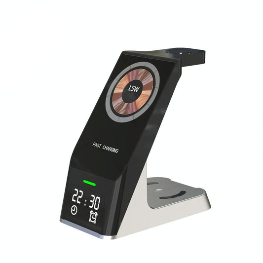 15W 6 In 1 Magnetic Wireless Charger With Clock For Iwatch / Airpods
