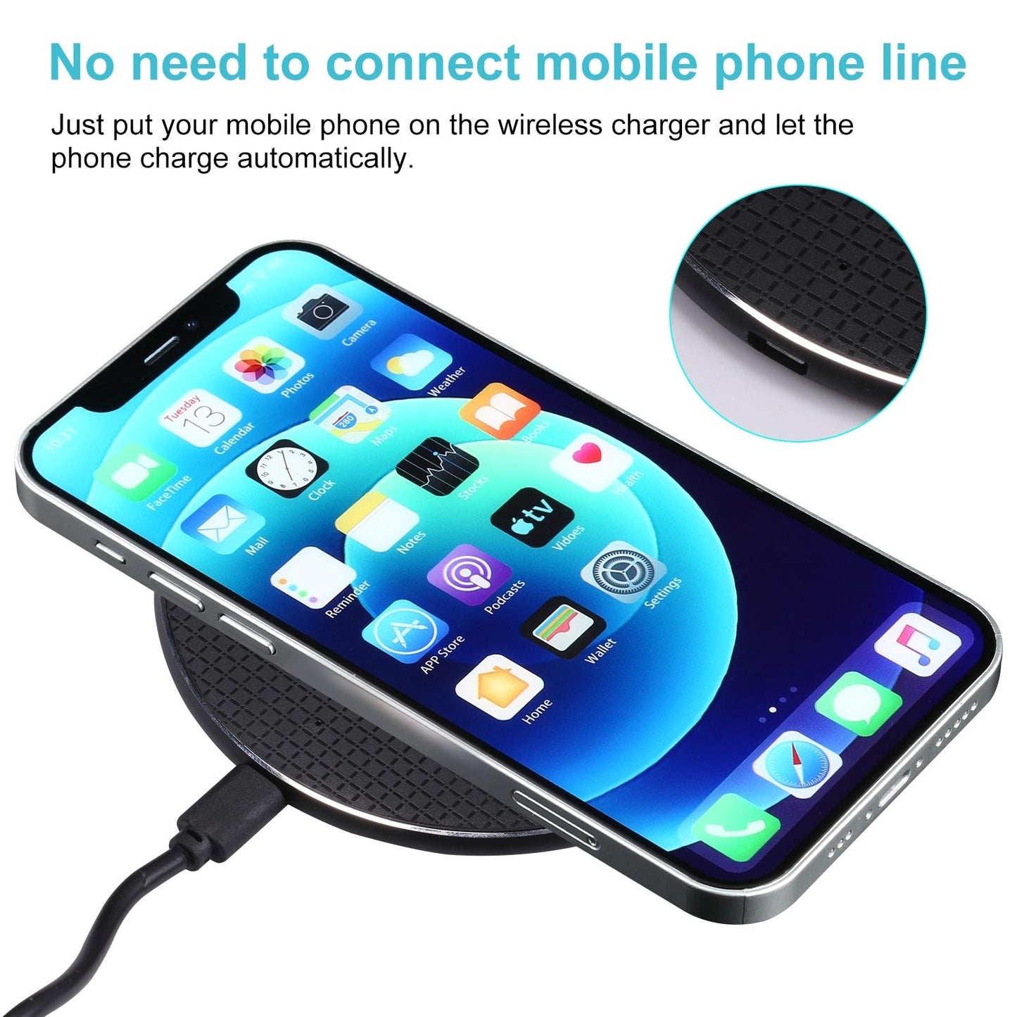 15W Plaid Desktop Wireless Charger - Black