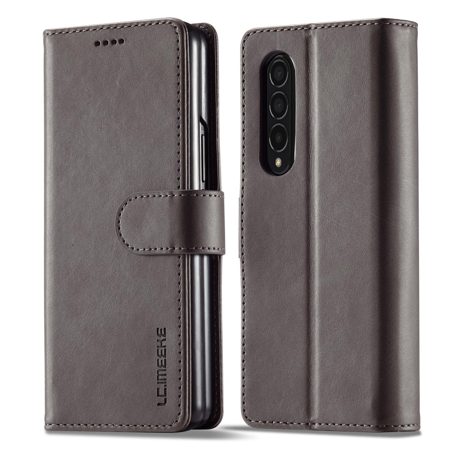 For Samsung Galaxy Z Fold4 5G Calf Leather Phone Case - Brown