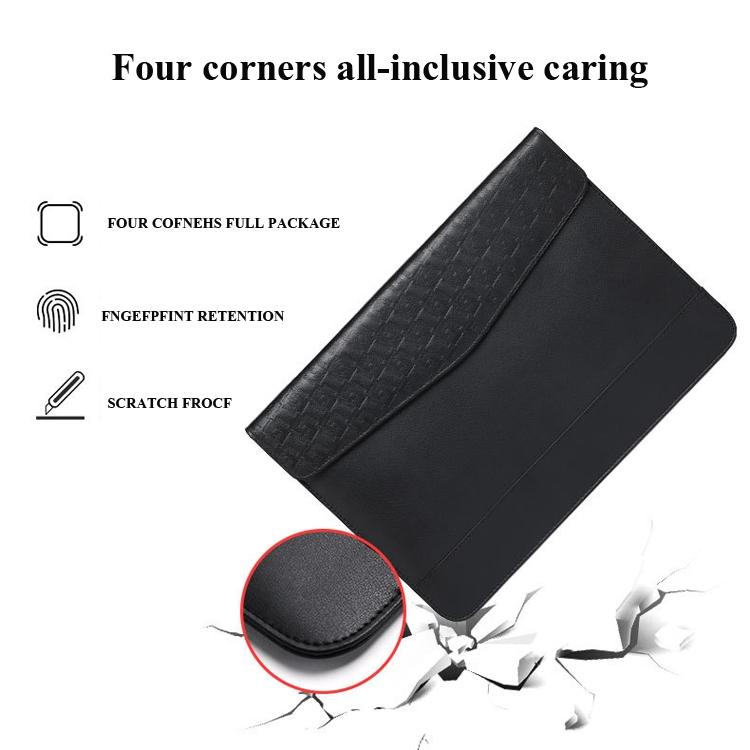 13-14 Inch Ultra-thin Magnetic Holster for Horizontal Embossed Notebook with Liner Bag - Dark Blue