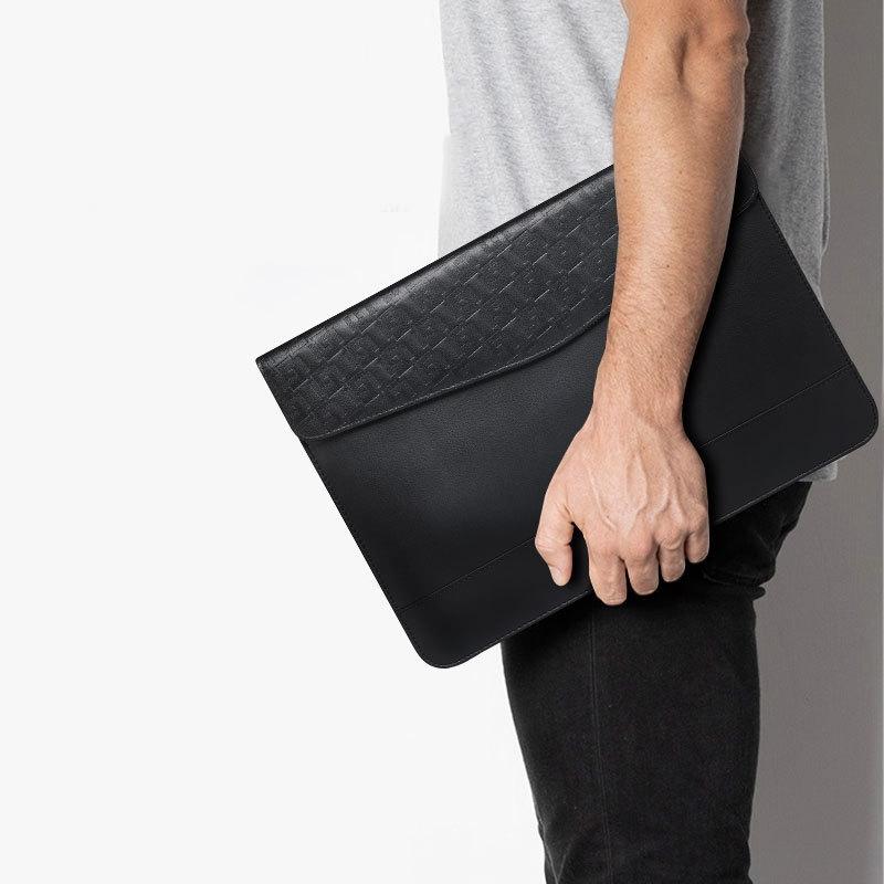13-14 Inch Ultra-thin Magnetic Holster for Horizontal Embossed Notebook with Liner Bag - Dark Blue