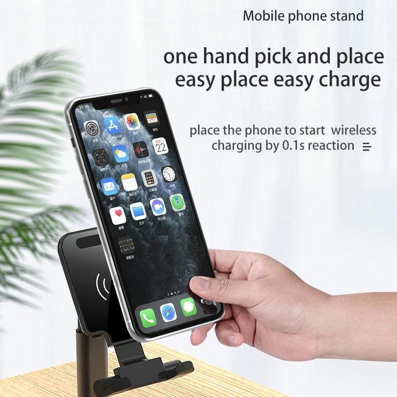 Portable 2 In 1 Wireless Charging Stand Double Charge - Black