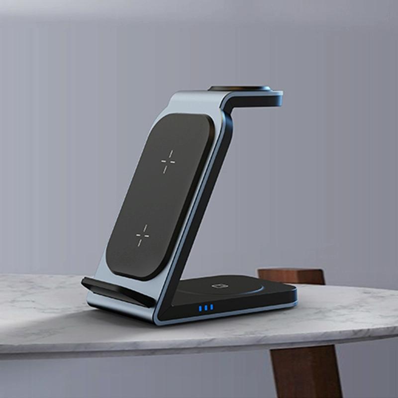 3 In 1 Vertical Metal Wireless Charger - Silver