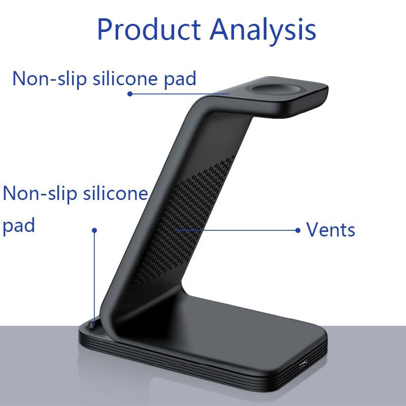3 In 1 15W Vertical Wireless Charger - White
