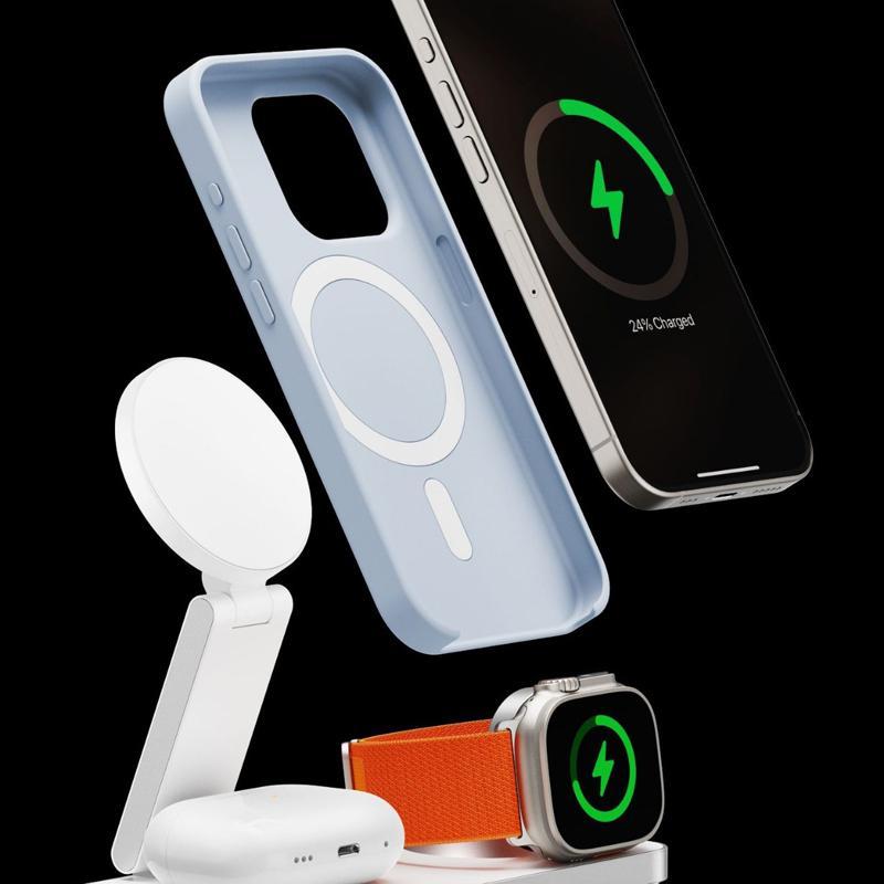 3 In 1 Magnetic Wireless Charging Dock For Apple Devices - White