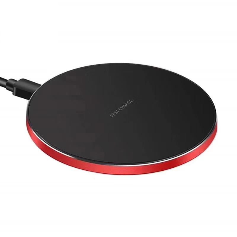 15W Round Wireless Charger Fast Charge - Silver + White Surface