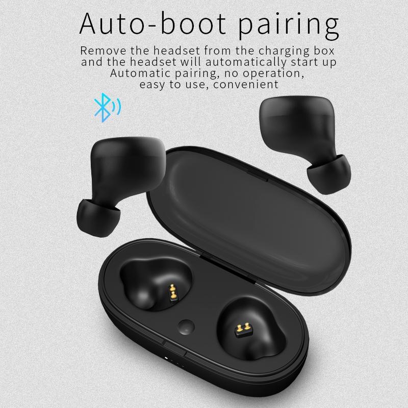 Mini Invisible Tws Bluetooth 5.0 Earphones with Charging Box & Mic - White