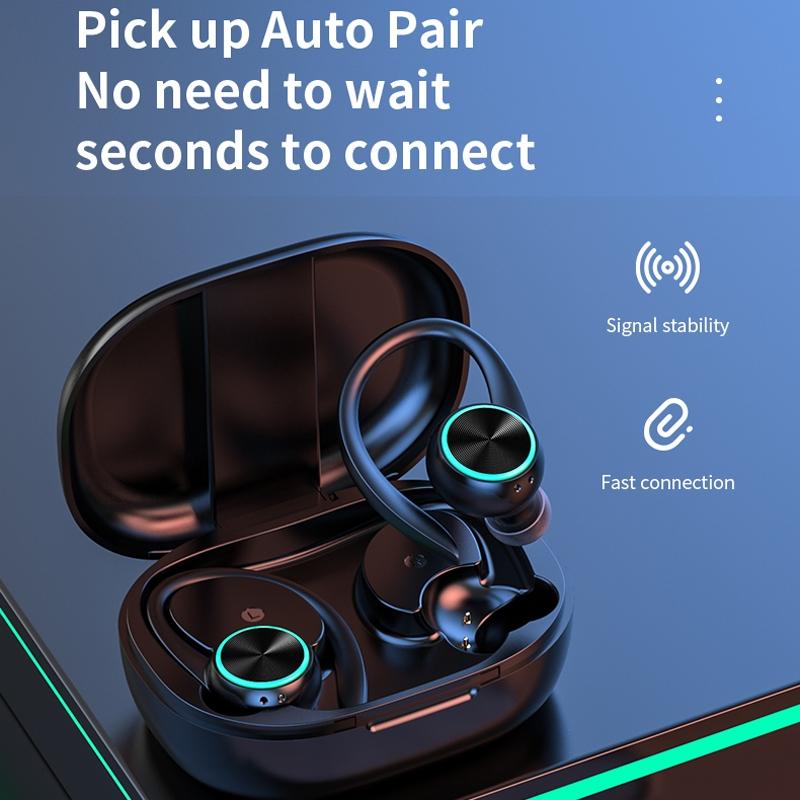 Wireless Bluetooth Earphones with Charging Bin and Digital Display - White