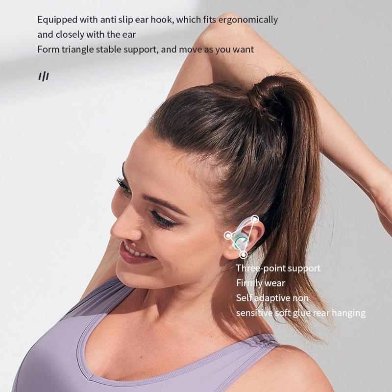 Wireless Bluetooth Earphones with Charging Bin and Digital Display - White