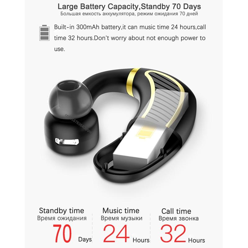 Wireless Bluetooth Earphones with Mic - 24hrs Work Time - for Iphone / Android - Black / Gold
