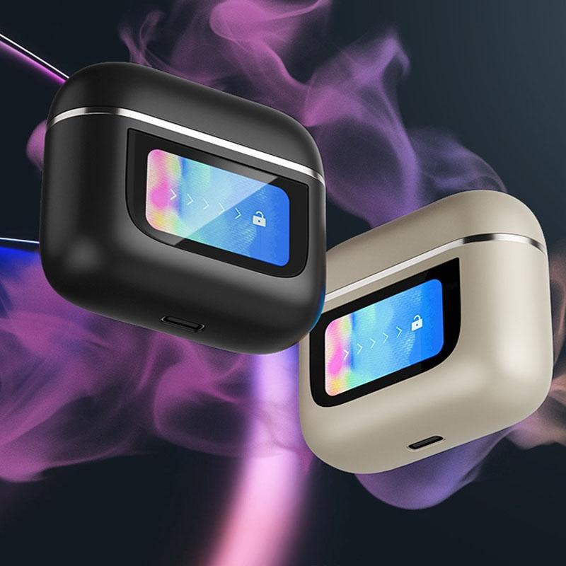 Wireless Bluetooth Earphones with Touch Screen and Active Noise Reduction - Gold