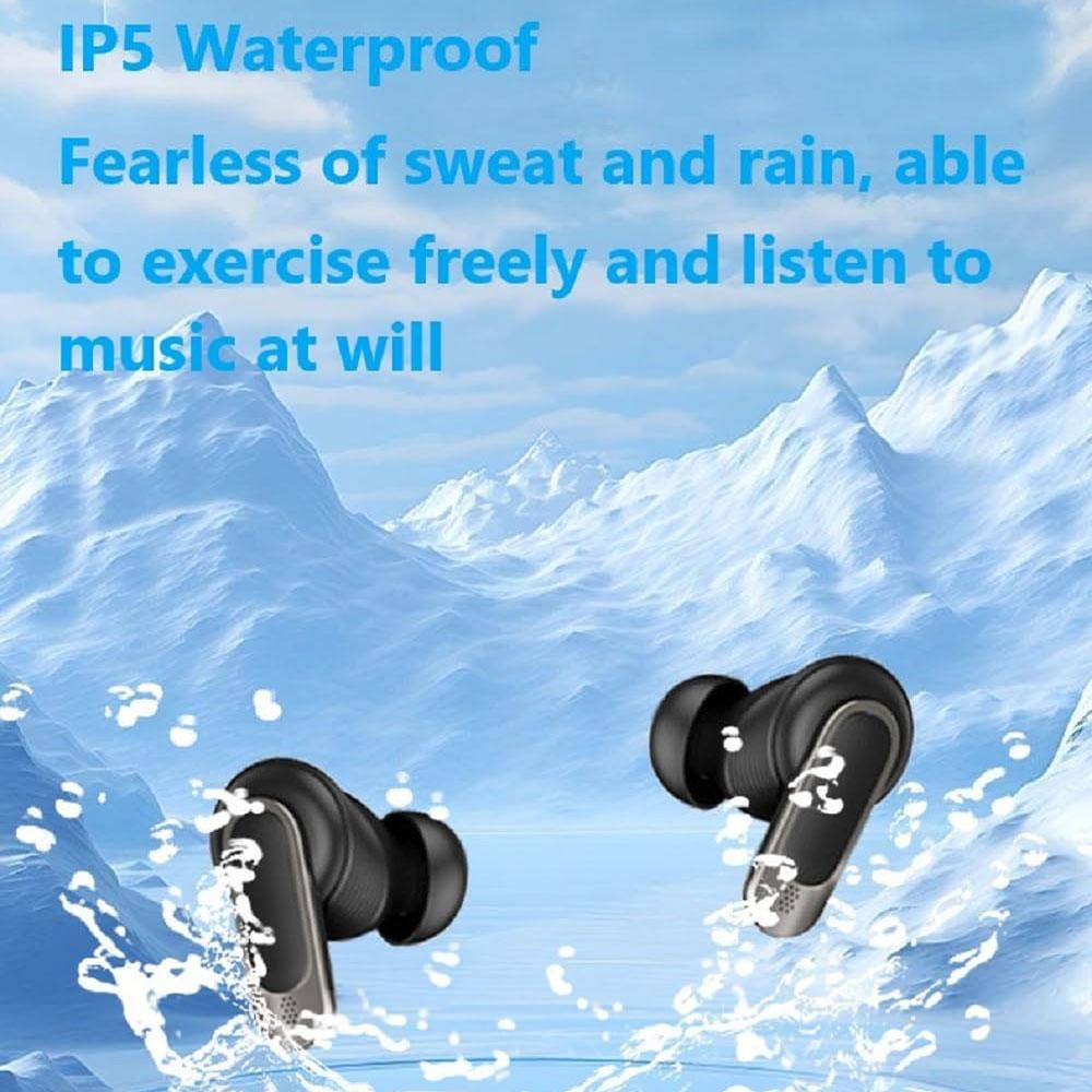 Wireless Bluetooth Earphones with Touch Screen and Active Noise Reduction - Gold