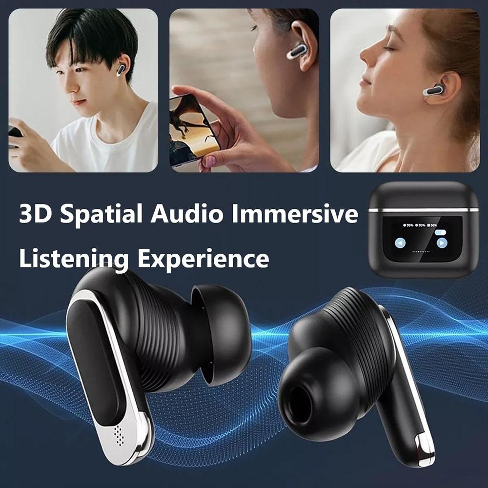 Wireless Bluetooth Earphones with Touch Screen and Active Noise Reduction - Gold
