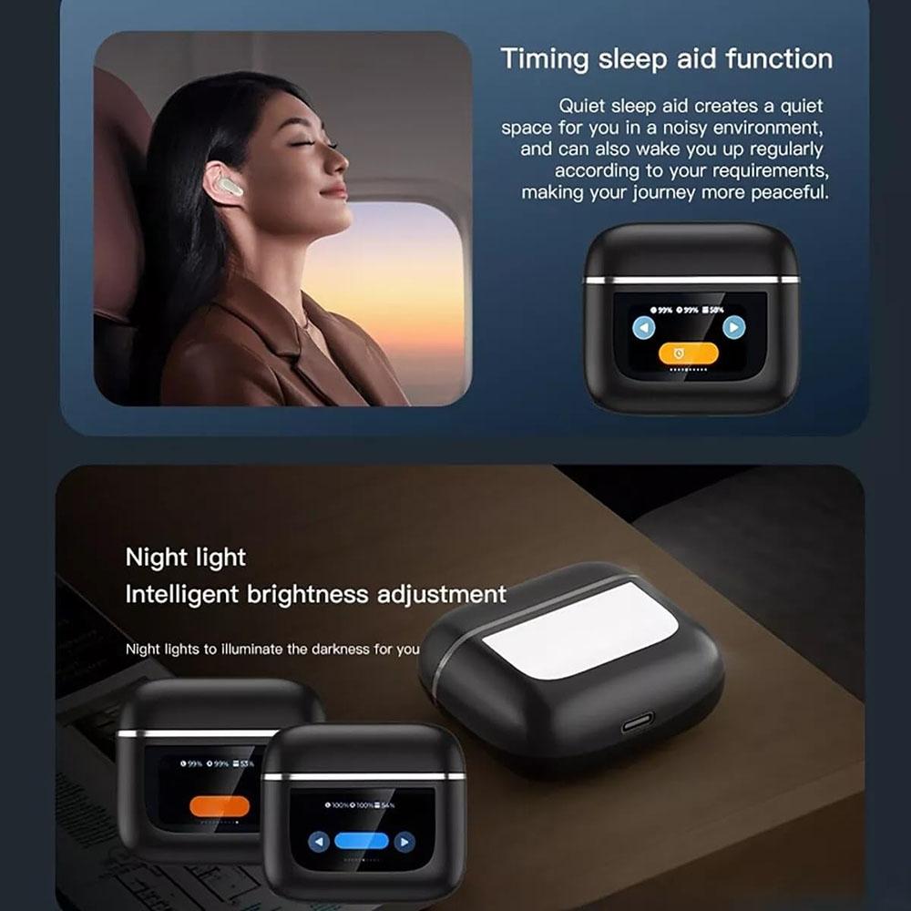 Wireless Bluetooth Earphones with Touch Screen and Active Noise Reduction - Gold