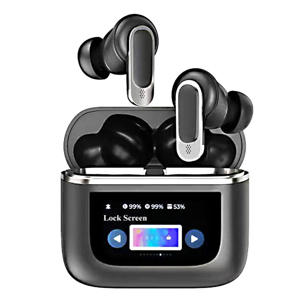 Wireless Bluetooth Earphones with Touch Screen and Active Noise Reduction - Gold