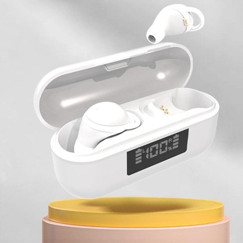 Wireless Noise-cancelling Earbuds with Digital Display and Charging Case - Pink